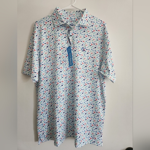 Rhoback Other - Rhoback Polo Size Large Golf Shirt Dinosaur Print The Big Foot Short Sleeve Mens